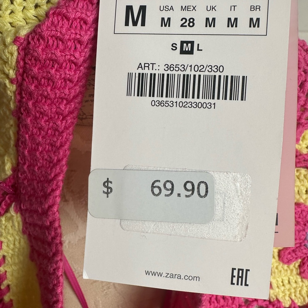 Zara Pink and Yellow Crochet Cardigan - Picture 5 of 5